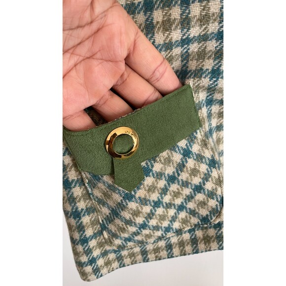Vintage Wool Suede Green Sleeveless Checkered Pullover Vest Plaid Womens S/M - Picture 5 of 14